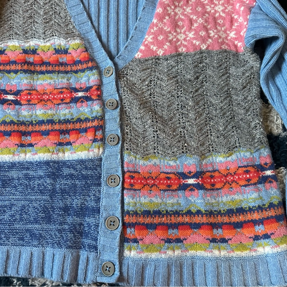 Sundance Patchwork Lambswool Cardigan Sweater - image 3